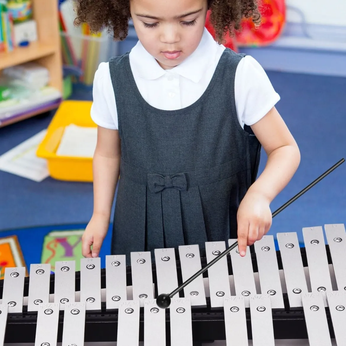 32 Tönen Xylophon Glockenspiel mit Verstellbarem Ständer & Schlägeln und Tragetasche Alu
