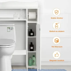 Toilettenregal Überbauregal Badezimmerregal Toilettenschrank Weiß