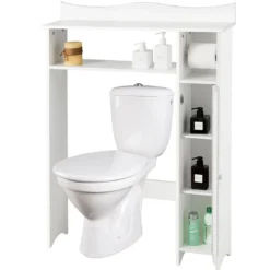 Toilettenregal Überbauregal Badezimmerregal Toilettenschrank Weiß