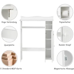 Toilettenregal Überbauregal Badezimmerregal Toilettenschrank Weiß