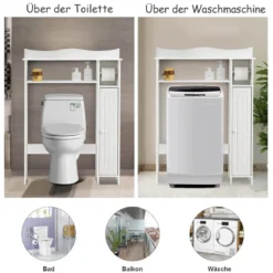 Toilettenregal Überbauregal Badezimmerregal Toilettenschrank Weiß