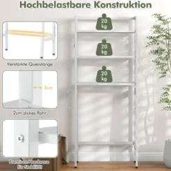 Toilettenregal freistehend Badezimmerregal mit verstellbaren Regalen 65 x 28 x 159 cm Weiß