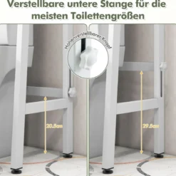 Toilettenregal freistehend Badezimmerregal mit verstellbaren Regalen 65 x 28 x 159 cm Weiß