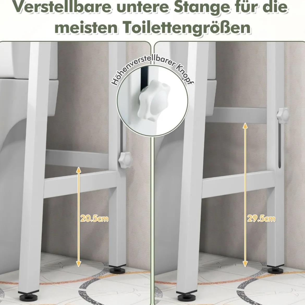 Toilettenregal freistehend Badezimmerregal mit verstellbaren Regalen 65 x 28 x 159 cm Weiß