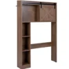 Toilettenschrank aus Holz Toilettenregal mit Schiebetür 84 x 17 x 128 cm Braun