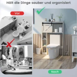Toilettenschrank aus Holz Toilettenregal mit Schiebetür 84 x 17 x 128 cm Weiß