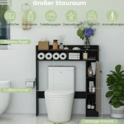Toilettenschrank Bad Überbauschrank mit Verstellbaren Regalböden Toilettenständer