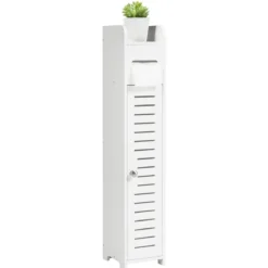 Toilettenschrank freistehend Toilettenpapierhalter Badezimmer Schrank Weiß