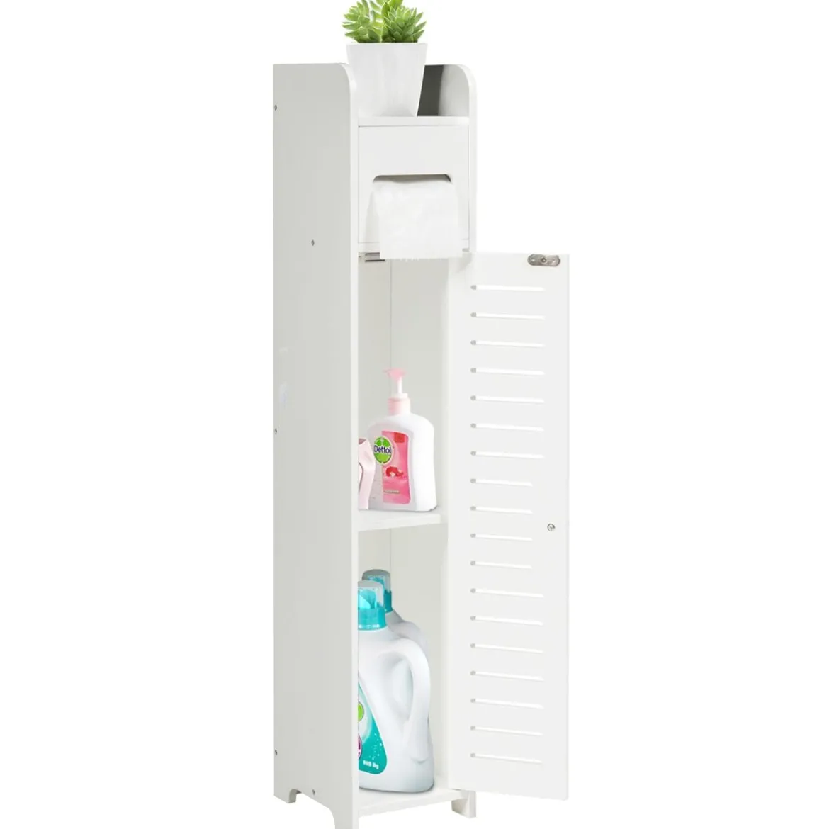 Toilettenschrank freistehend Toilettenpapierhalter Badezimmer Schrank Weiß