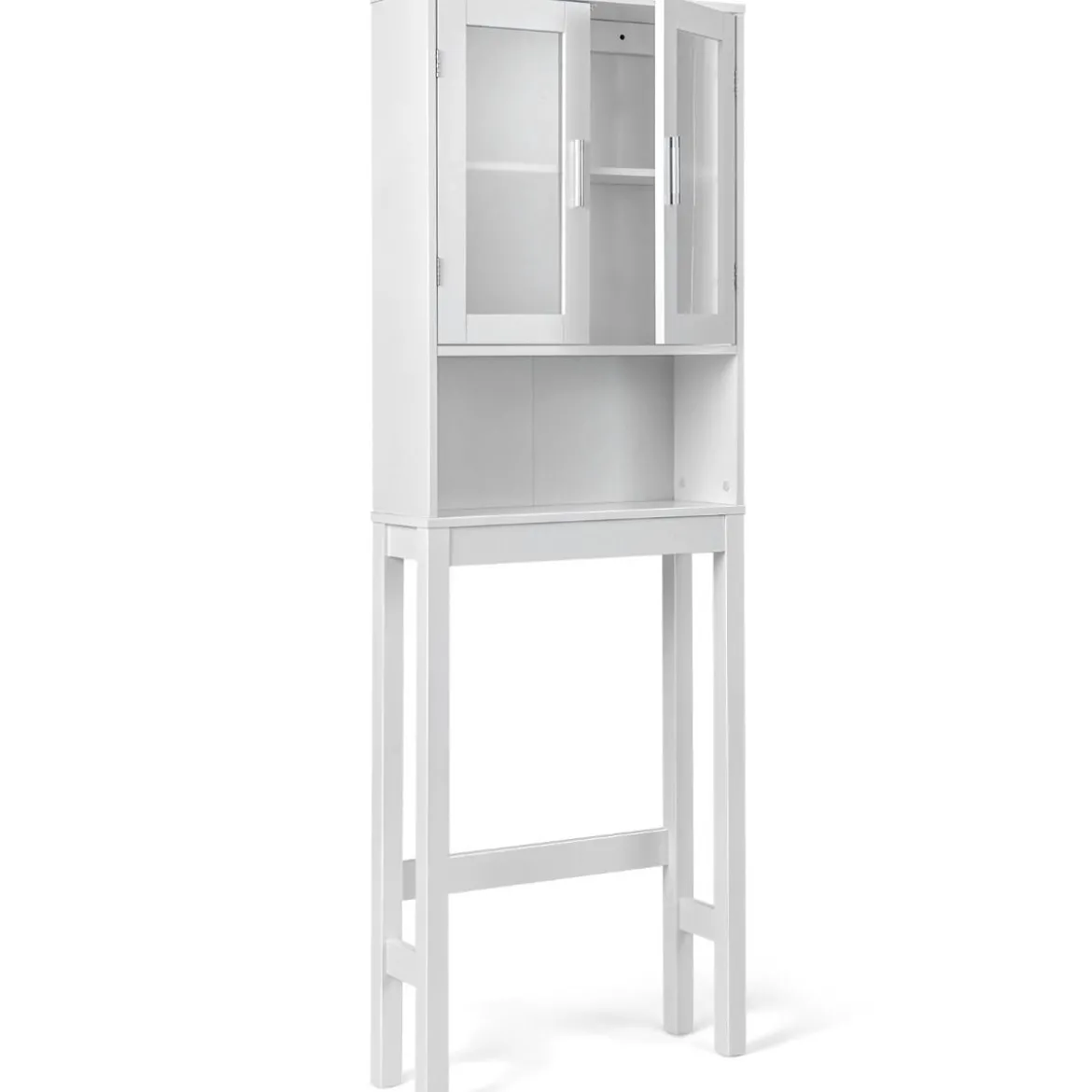 Toilettenschrank freistehend Bad Toilettenregal über Toilette 58 x 19 x 170 cm Weiß