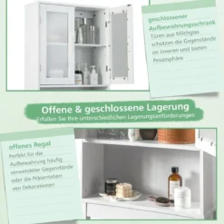 Toilettenschrank freistehend Bad Toilettenregal über Toilette 58 x 19 x 170 cm Weiß