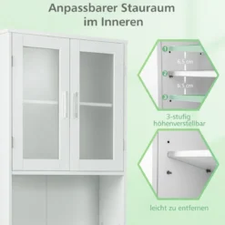 Toilettenschrank freistehend Bad Toilettenregal über Toilette 58 x 19 x 170 cm Weiß