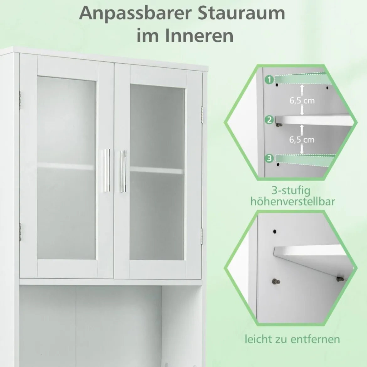 Toilettenschrank freistehend Bad Toilettenregal über Toilette 58 x 19 x 170 cm Weiß