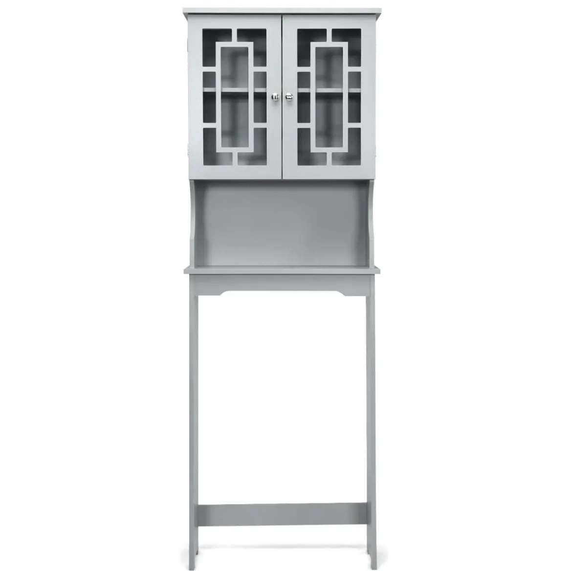 Toilettenschrank freistehend Badezimmerregal Waschmaschinenschrank Toilettenregal mit 3 Regalen Grau