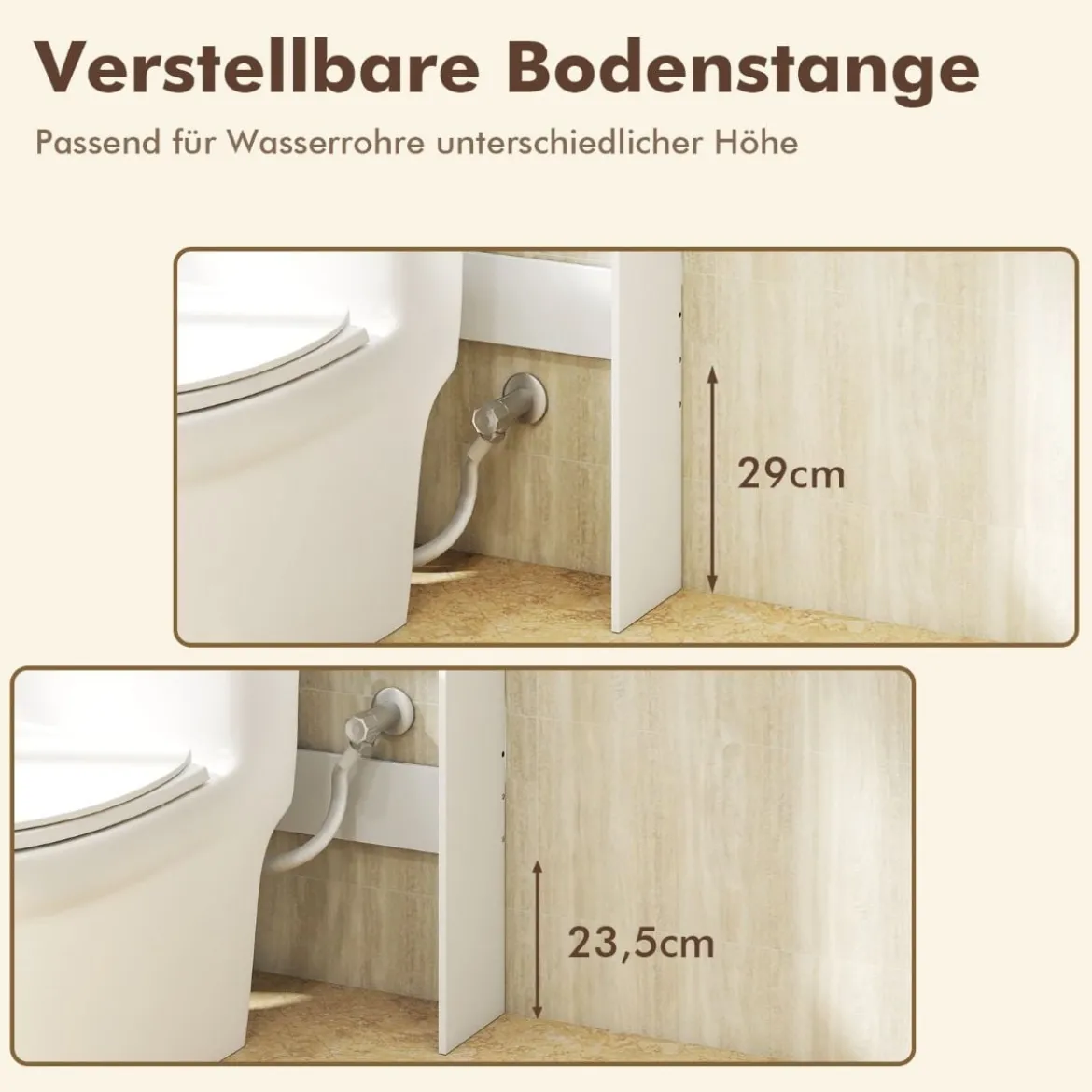 Toilettenschrank mit Doppeltüren & Toilettenpapierhalter & Verstellbarem Fach Weiß