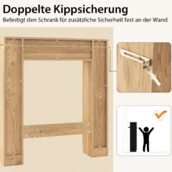 Toilettenschrank mit 2 Offenen Fächern & 4 Verstellbaren Regalen Bad Überbauschrank Natur