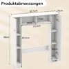 Toilettenschrank mit 2 Offenen Fächern & 4 Verstellbaren Regalen Bad Überbauschrank Weiß
