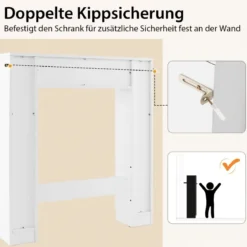 Toilettenschrank mit 2 Offenen Fächern & 4 Verstellbaren Regalen Bad Überbauschrank Weiß