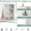 Toilettenschrank mit Schiebetür aus Acryl & Verstellbaren Regalen 63 x 29 x 170 cm Weiß