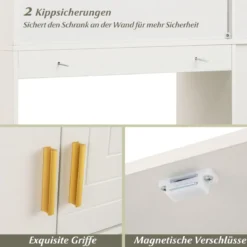 Toilettenschrank mit 2-Türschrank & 6 Offenen Fächern & Taschentuchbox Überbauschrank Weiß