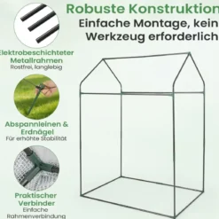 Tomatengewächshaus klein 129 x 80 x 173 cm Tragbarer Foliengewächshaus mit Schwarzem Sonnenschutznetz