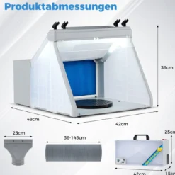 Tragbare Airbrush Absauganlage mit 3 LED-Lichtern & 19 cm Drehteller Beleuchteter Malstation