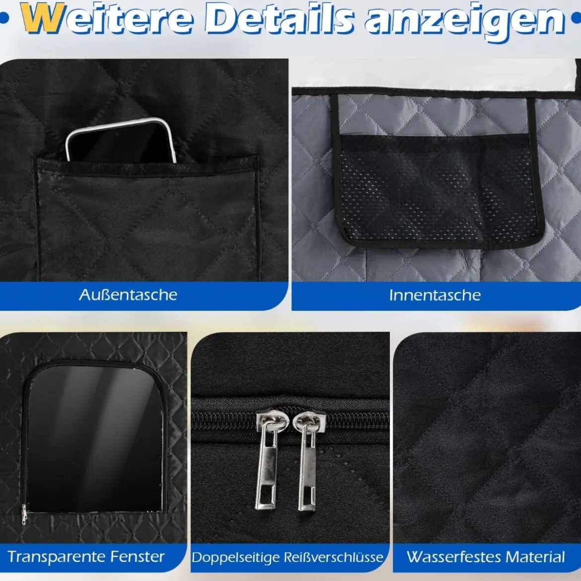 Tragbare Dampfsauna-Box mit Klappbarer Stuhl & Matte Persönliches Heim-Spa Schwarz