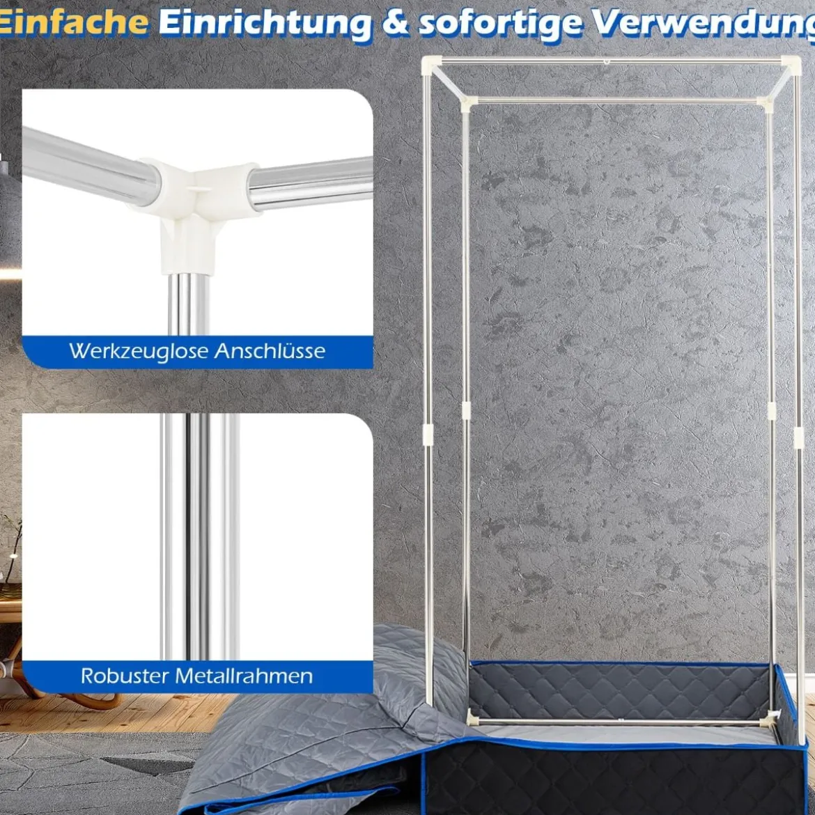 Tragbare Dampfsauna-Box mit Klappbarer Stuhl & Matte Persönliches Heim-Spa Blau