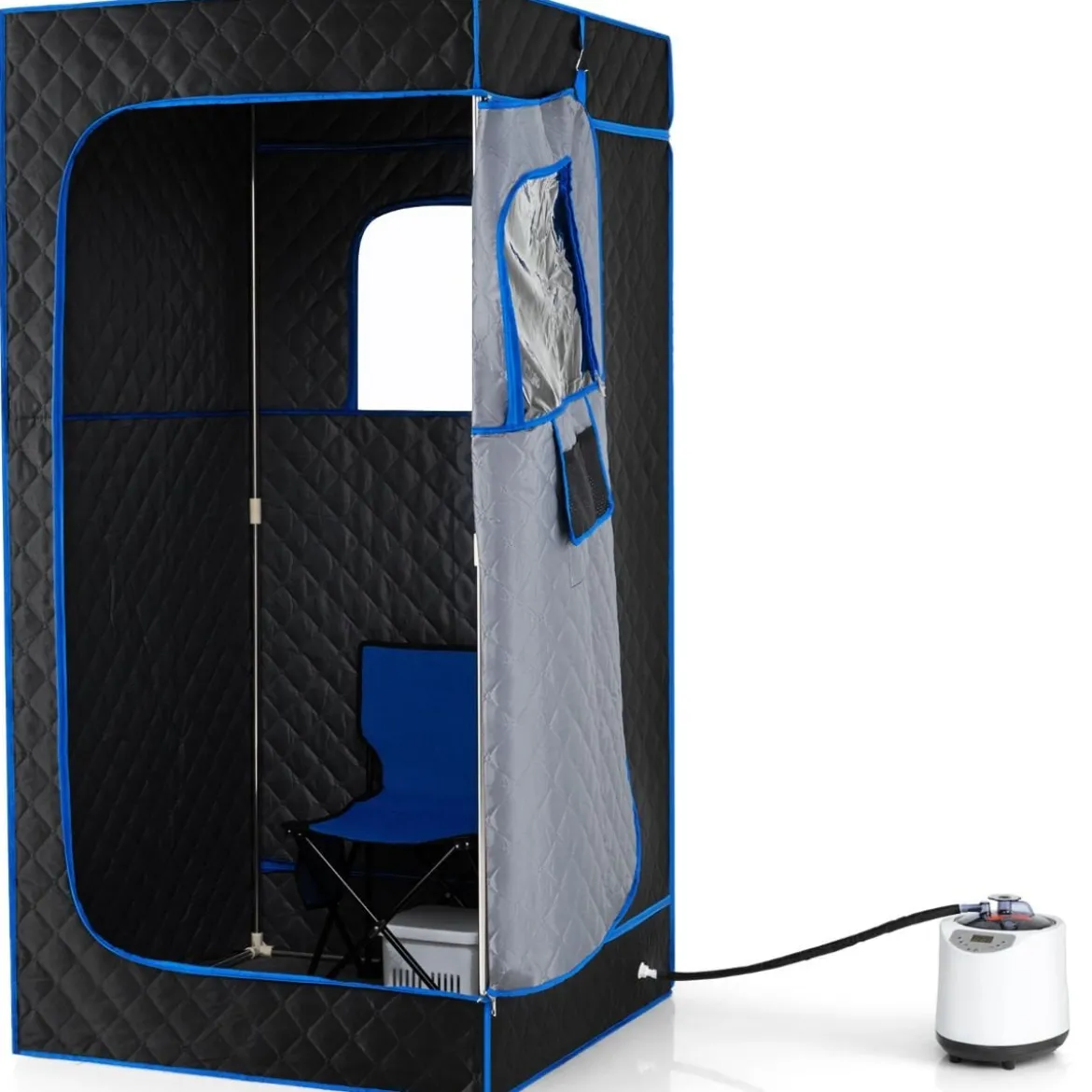 Tragbare Dampfsauna-Box mit Klappbarer Stuhl & Matte Persönliches Heim-Spa Blau