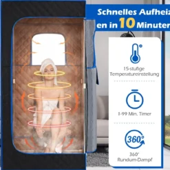 Tragbare Dampfsauna-Box mit Klappbarer Stuhl & Matte Persönliches Heim-Spa Blau