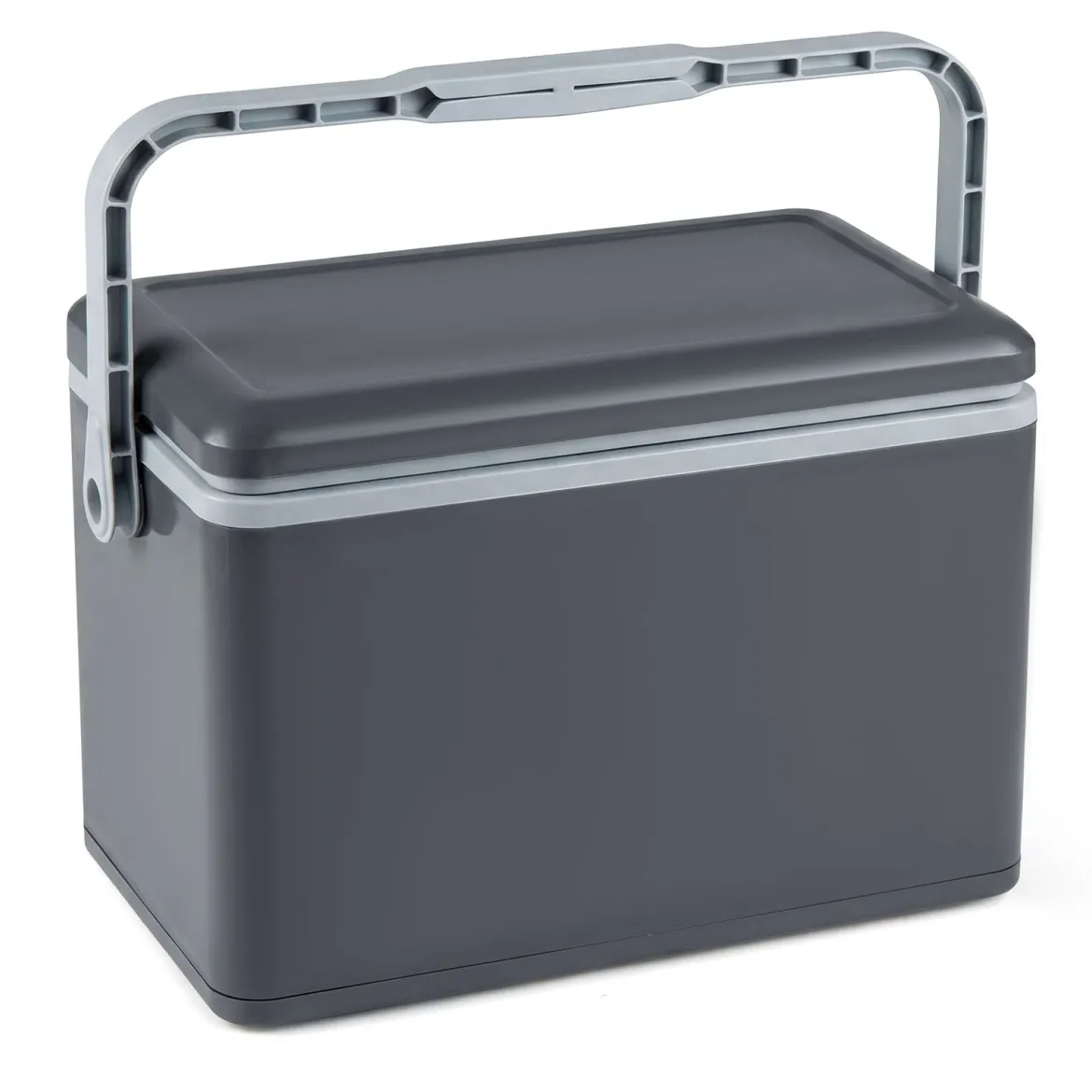 Tragbare Hartschalen-Kühlbox 12 L isolierte Kühlbox mit Komfortgriff auslaufsichere Kühltruhe Dunkelgrau