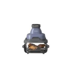 Tragbare 6-in-1 Heißluftfritteuse Heißluftfrittieren und Backen 4 L & 1,7 L Glasbehälter 1500 W Blau/Schwarz