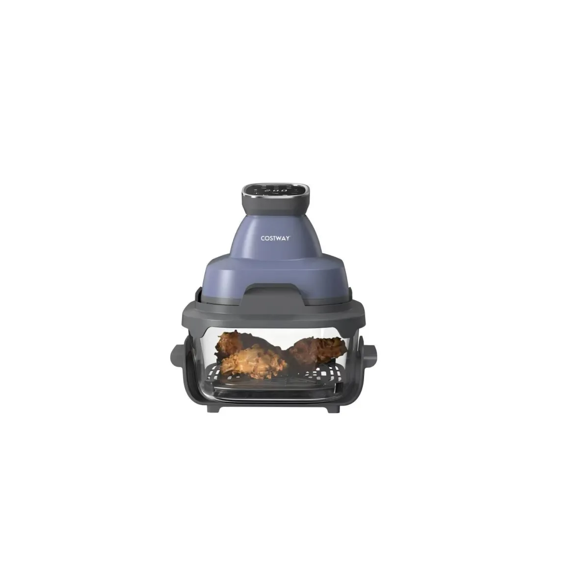 Tragbare 6-in-1 Heißluftfritteuse Heißluftfrittieren und Backen 4 L & 1,7 L Glasbehälter 1500 W Blau/Schwarz