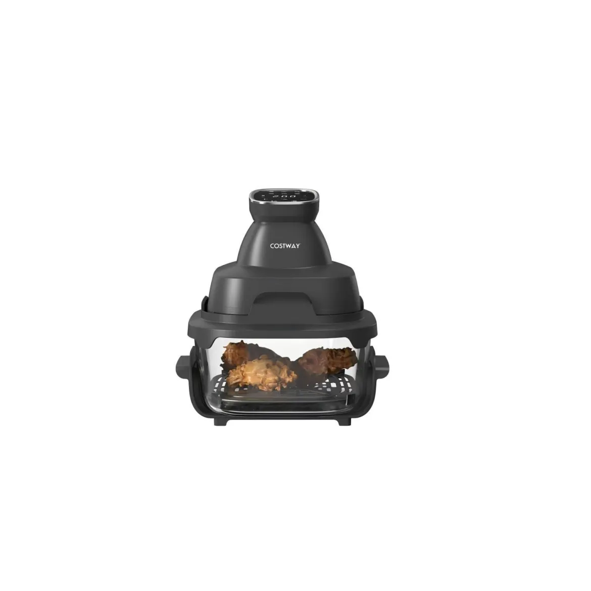 Tragbare 6-in-1 Heißluftfritteuse Heißluftfrittieren und Backen 4 L & 1,7 L Glasbehälter 1500 W Blau/Schwarz