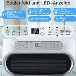 Tragbare 5 in 1 Klimaanlage 12000 BTU Heiz&Kühl&Ventilator&Entfeucht Entfeuchter 44,5 x 39 x 77 cm Weiß