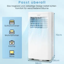 Tragbare Klimaanlage mit 2,5 KW Leistung 4-in-1-Raumkühler mit integriertem Luftentfeuchter