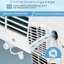 Tragbare Klimaanlage mit 2,5 KW Leistung 4-in-1-Raumkühler mit integriertem Luftentfeuchter