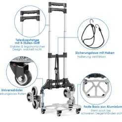 Tragbarer faltbarer Handwagen Handkarre Transportkarre Sackkarre Schwarz + Silber