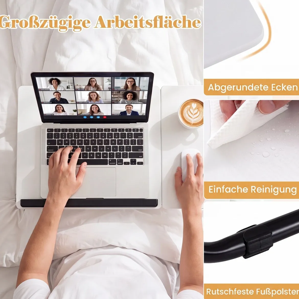 Tragbarer Laptoptisch Klappbarer Computerständer für Sofa & Bett Multifunktionaler Laptoptisch Weiß