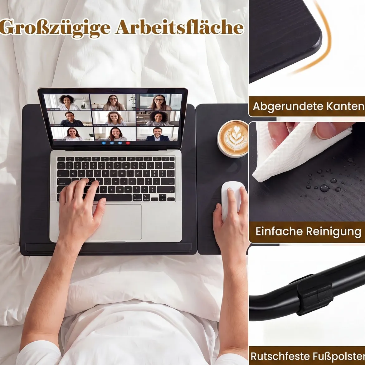 Tragbarer Laptoptisch Klappbarer Computerständer für Sofa & Bett Multifunktionaler Laptoptisch Schwarz