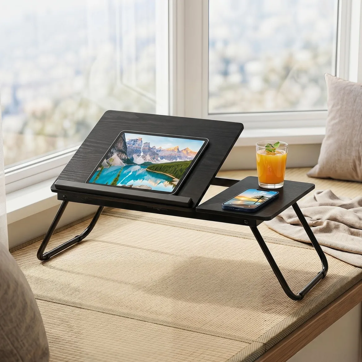 Tragbarer Laptoptisch Klappbarer Computerständer für Sofa & Bett Multifunktionaler Laptoptisch Schwarz