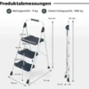 Tragbarer Leiter mit Gepolstertem Handlauf & Rutschfesten Stufen Klappbarer Trittleiter Blau