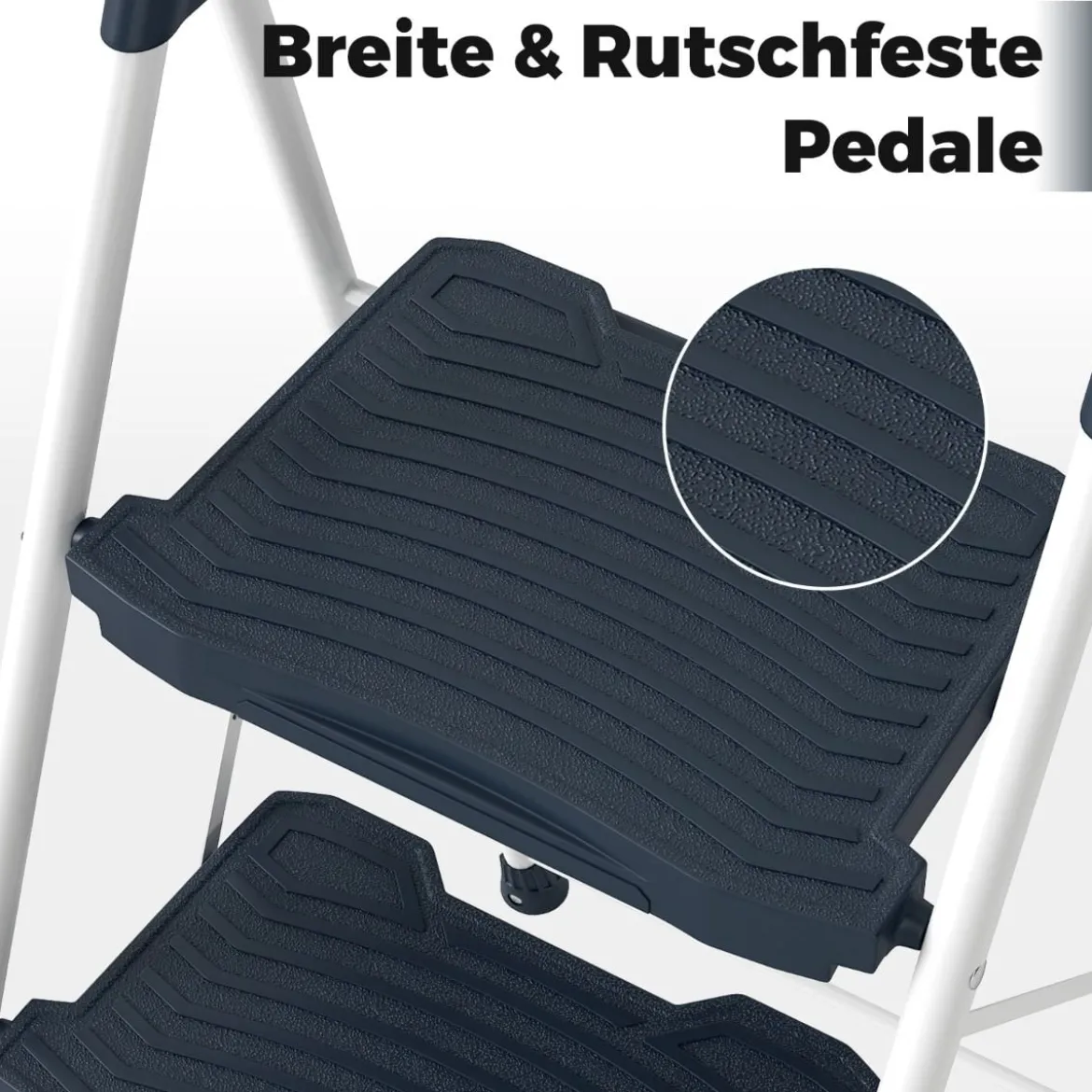 Tragbarer Leiter mit Gepolstertem Handlauf & Rutschfesten Stufen Klappbarer Trittleiter Blau