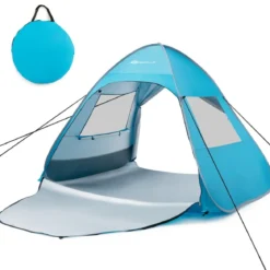 Tragbarer Pop up Strandzelt mit Tragetasche UPF50+ Sonnenschutz für 2-4 Personen Blau