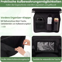 Tragbarer Stadionsitz mit Rückenlehne Klappbarer Tribünenstuhl mit Schultergurt Schwarz