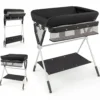 Tragbarer Wickeltisch klappbare Wickelstation mit 3-fach verstellbarer Höhe 81 x 66,5 x 95-101 cm Schwarz