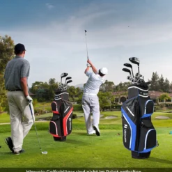 Tragbares Golf Cart Bag mit 14 er Unterteilung & Regenhaube Golfbag Leichte Golftasche Blau