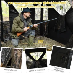 Tragbares Jagdzelt mit Erdspießen & Zurrgurten & Tragetasche für 3 Personen Camouflage