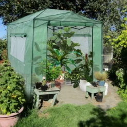 Tragbares Pop-up-Gewächshaus Begehbares Gartengewächshaus 180 x 250 x 230 cm Grün