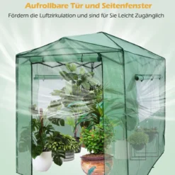 Tragbares Pop-up-Gewächshaus Begehbares Gartengewächshaus 180 x 250 x 230 cm Grün